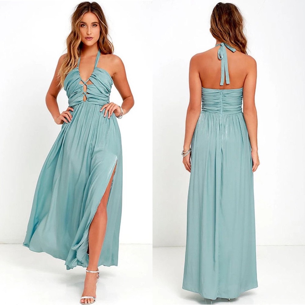 Lulus Maximum Magnificence Turquoise Blue Maxi Dress Size XL Beach Vacation